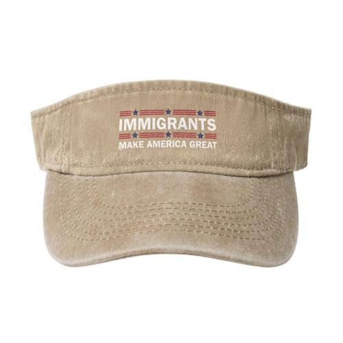 Immigrants Make America Great Denim Visor Hat Golf Sports Empty Top Cap Men Women Natural