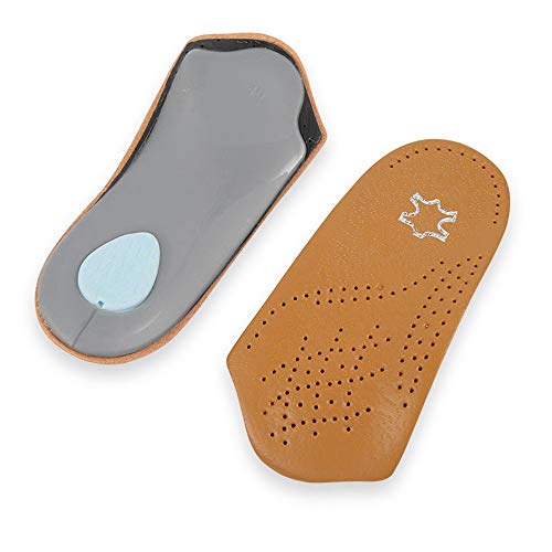 PBFONE 3/4 - Plantillas ortopédicas de piel para zapatos unisex, color Marrón, talla XXL