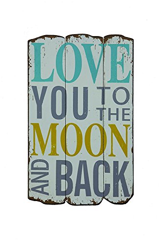 Creative Co-Op Love You to The Moon and Back Distressed Wood Wall Plaque