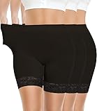 Yeblues 3 Pack Lace Slip Shorts for Under Dresses Women Smooth Anti-chafing Boyshorts Panties Seamless Underwear Safety Shorts - Black - 3XL