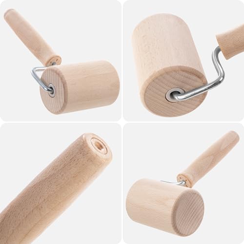 Foto von KADAX zylindrischer Nudelholz mit Griff, Pizzarolle, Eckenroller, T-Form, Teigroller, Nudelroller für eckige Backformen, Rollstab, Backblechroller (W: 8,3 cm, Holz)