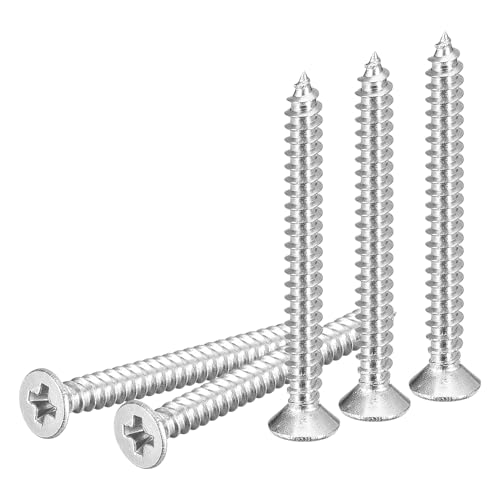 Image of DTGN 20Pcs #4x1-3 /16 Flat Head Wood Screws, 304 Stainless Steel Phillips Self Tapping Screws - Good for Woodworking, Furniture - Silver