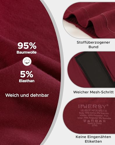 INNERSY Menstruationsunterwäsche Starke Blutung Perioden Boxershorts Damen Hohe Taille Unterhosen (38, 1 Rot)