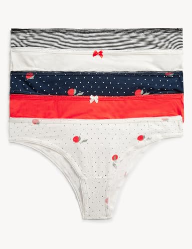 Image of Marks & Spencer Womens Cotton Blend Printed Low Rise Brazilian Knicker (Pack of 5)