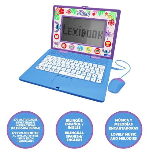 LEXIBOOK, Disney Stitch, Bilingual and Educational Laptop ENGLISH/SPANISH, Toy for Children 170 Activities to Learn - Image 3
