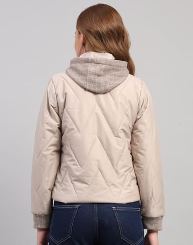 Image of Monte Carlo Womens Regular Fit Self Designed Hooded Zipper Full Sleeve Winter Jacket Women Winter Jacket | Stylish Zipper Jacket | Casual Winter Wear For Women's (Pack Of 1)