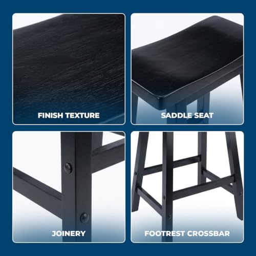 Image of Winsome Satori Saddle Seat Counter Stool, Black, 24 inch