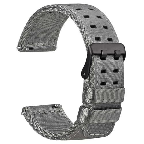 Image of WOCCI Double Holes Nylon Watch Bands, Silky Nylon Straps, Quick Release, Compatible Watch Lug Width 18mm 20mm 22mm