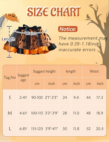 Image of Happy Cherry Toddler Girls Witch Tutu Skirt Set with Hat & Broomstick 3 Pcs Dress Up Halloween Outfits 3-8Y