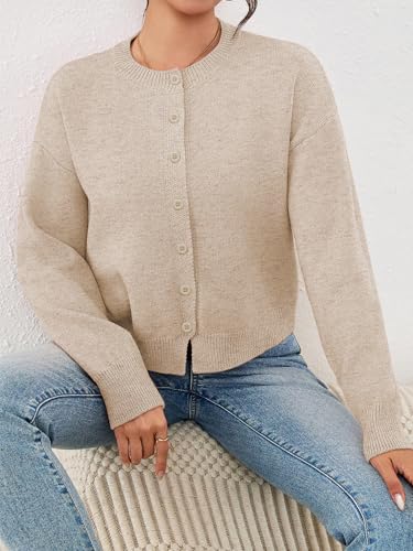 Image of Ibeauti Cropped Cardigan Sweaters for Women 2026 Trendy Spring Y2k Outfit Long Sleeve Button up Open Front Short Knit Sweater