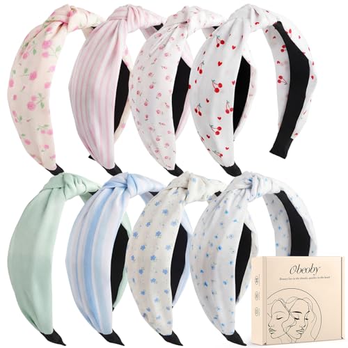 obeoby 8Pcs Floral Headbands for Keep Your Hairstyle, Trendy Knotted...
