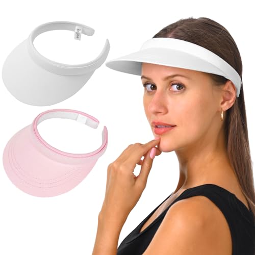Image of 2 Pack Visor Women Men Sun Hat Clip On Visors Adjustable Sport Wide Brim Cap