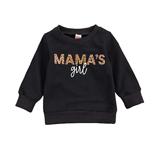 Toddler Little Baby Girls Boys Leopard Crewneck Sweatshirt Long Sleeve Sweater Shirt Blouse Tops Fall Winter Outfit Clothes (Mamas Girls, 12-18 Months)