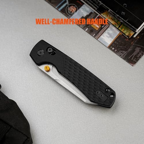 Image of Vosteed Raccoon EDC Pocket Knife - 3.25 inch 14C28N Stonewash Cleaver Blade - Crossbar Lock, Black G10 Handle - Outdoors Camping Knives - A0541