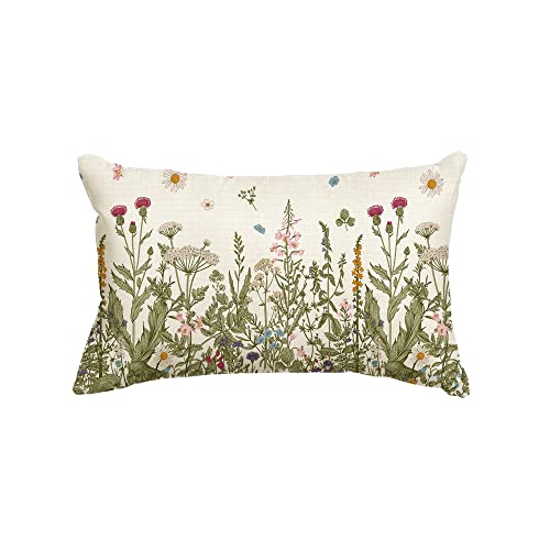 AVOIN colorlife Wildflowers Fall Throw Pillow Cover, 12 x 20 Inch Flower Cushion Case Decoration for Sofa Couch