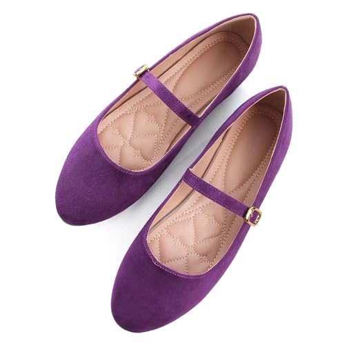 Image of LUXINYU Women's Slip on Flats,Classy Round Toe Solid Classic Mary Jane Ballet Dance Shoes Soft Comfortable PU Flat Shoes