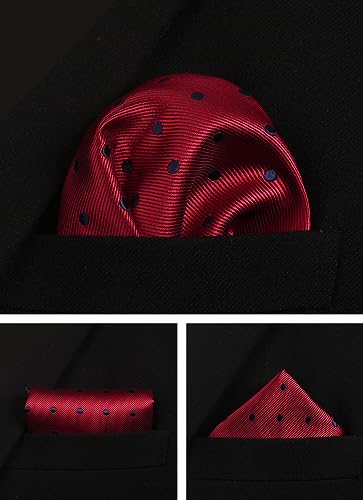 Image of Striped Plaid Polka Dot Mens Tie Formal Necktie Pocket Squares Ties Clips Cufflinks Classic for Men Set