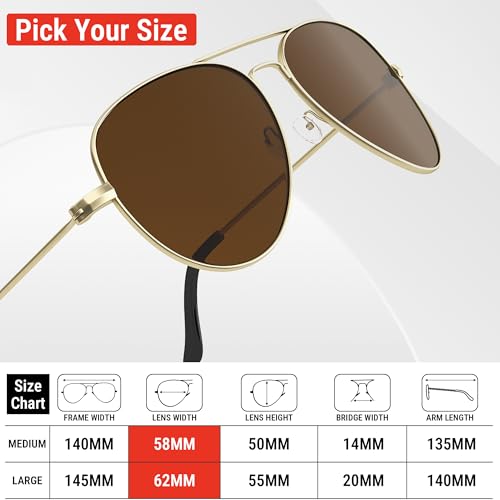 Image of Pro Acme Aviator Sunglasses for Men Women Classic Polarized UV400 Protection