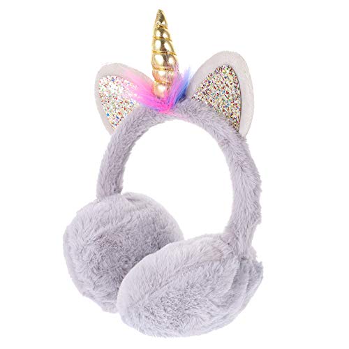 Gadpiparty Cache-Oreilles Licorne Filles Hiver Doux Bandeau Oreille Chaude Pliable en Polaire Cache-Oreilles en Peluche Cache-Oreilles pour Enfants Adultes Cover
