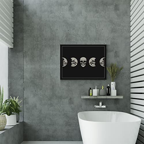 Evxid Skull Moon Phases Canvas Poster Painting Wall Art, Moon Skull Phases Print Picture Artwork Framed Ready To Hang For Gothic Home Bedroom Decor 12 X 15 Inch #TOP5