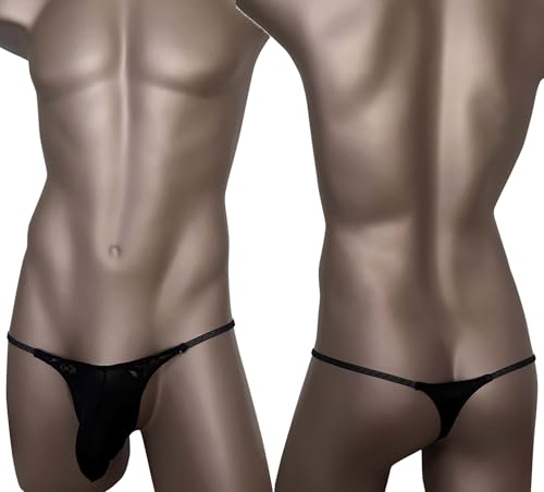 Men's Thong Lace Edges Lightweight Ice Silk Thoughtful Pouch 3 Pack3