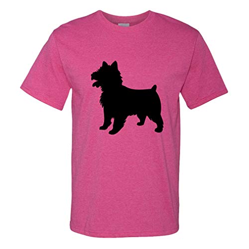 Custom Funny Graphic T Shirts for Men Australian Terrier Silhouette Cotton Top Hot Pink Design Only Large