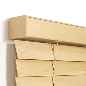 Wooden Light Control Curtain Blinds for Window, Indoor Outdoor Waterproof Window Shade Privacy Blackout Roller Blind, Wood Color (Size : 60-180cm)