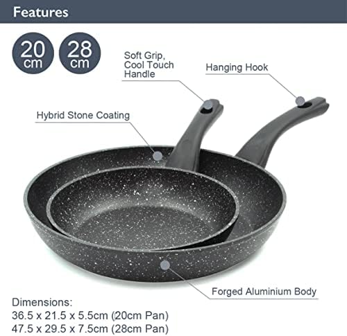 Blackmoor Pan Sets / 2, 3 and 4 Piece Sets / 2 Colours / Non-Stick / Cool-Touch Handles / Scratch Resistant / Suitable for Induction, Electric and Gas Hobs (Black, 2 Piece Frying Pan)