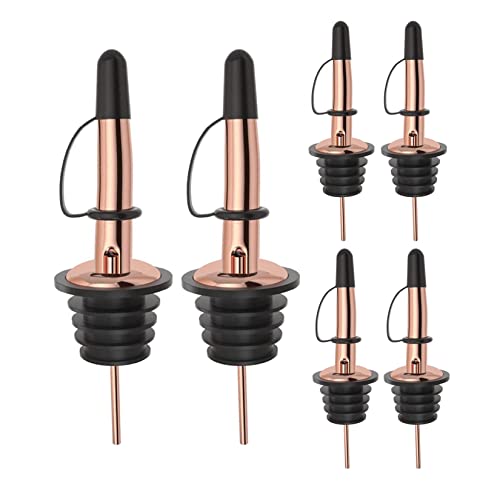 Image of Pafusen 6 Pack Liquor Bottle Pourers, Liquor Pour Spout for Liquor Bottles, Stainless Steel Olive oil Dispenser Spout, Alcohol Pourer Dust Caps Covers Fixed, Rose Gold