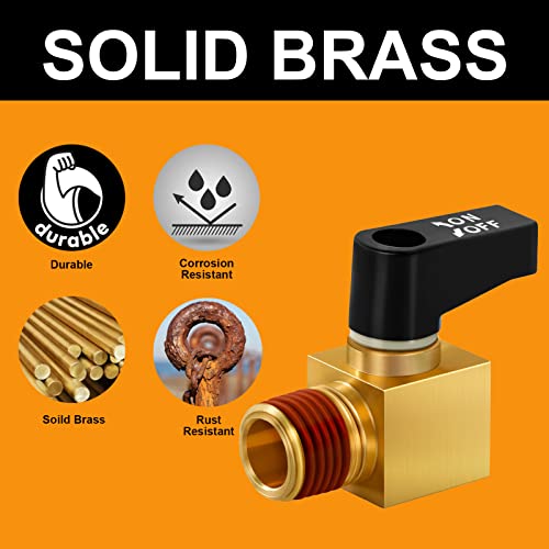 Sunroad Air Compressor Valve Brass Drain Cock Ball Valve 1/4" Npt Male Thread Air Compressor Accessories 2Pcs With Thread Seal Tape #TOP2