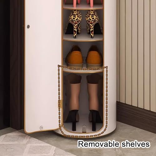 Meuble à chaussures rotatif 360 pour gain de place vertical compact