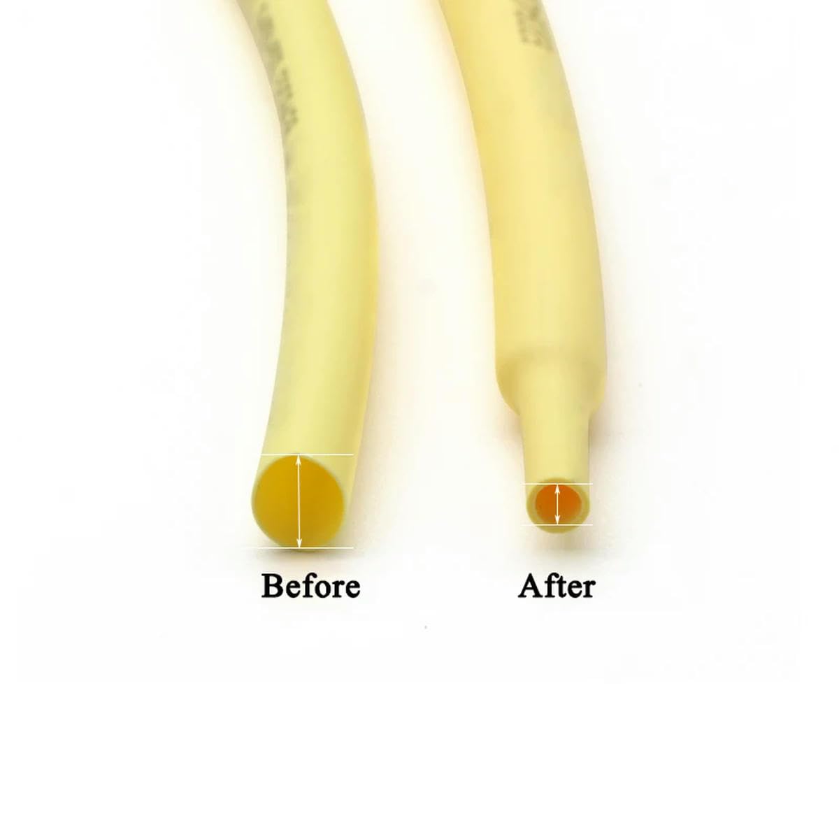 1/5/10/25/50M 2:1 Tubo termorestringente giallo Diametro 1mm ~ 50mm Riparazione cavi fai da te Protezione cavi Guaina avvolgente-1mm-200 metri