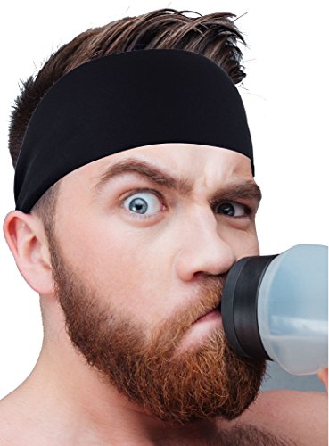 Self Pro Mens Headband 2-Pack Guys Sweatband & Sports Headband for Running, Crossfit, Working Out and Dominating Your Competition - Performance Stretch & Moisture Wicking (Black)