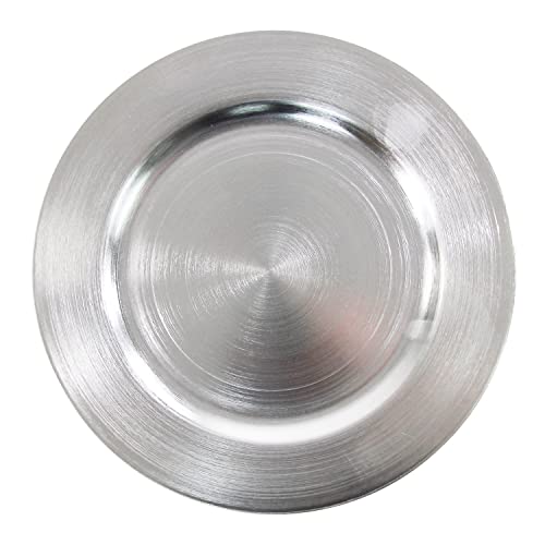 Welmatch Metallic Silver Charger Plates Rings - 12 Pcs 13 Inch Plasic Round Wedding Party Decroation Charger Plates (Metallic Silver, 12) #TOP9