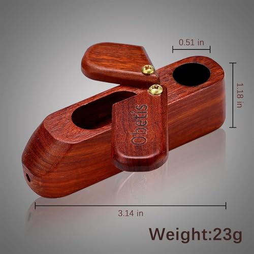 Obetis Rosewood Tobacco Pipe - Compact Wooden Tobacco Pipe Set with Flip Top Design and Complete Accessories for Adult Tobacco Enthusiasts Desk and Home Use