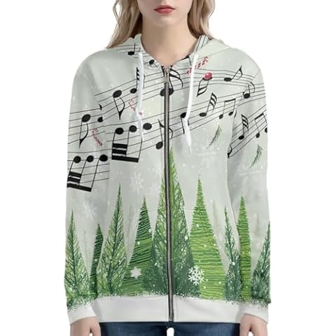 Biyejit Xmas Tree Music Hoodie for Women Cover