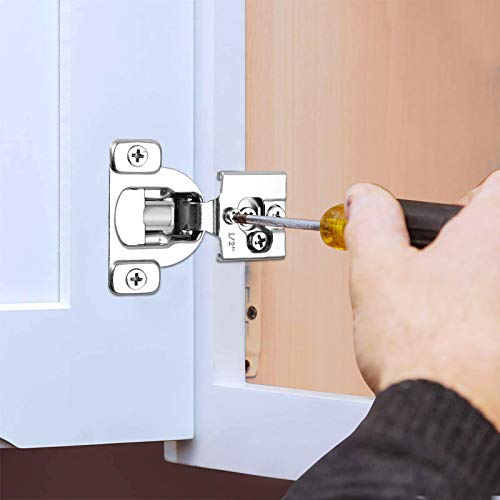 1/2 inch Overlay Soft Close Hinges, Kamtop 12PC 1/2 inch Overlay Soft Close Hinges Cabinet Hardware 105 Degree Stainless Steel Concealed Hinge self-Closing