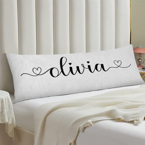 Personalized Kids Name/Last Name Body Pillowcase 20x54 Couple Wedding Gift Long Body Pillow Cover with Zipper Custom Birthday Gift for Mom, Best Friend, Nanny, Aunt, Her
