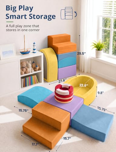BlueWood Foam Climbing Blocks for Toddlers, 7-Piece Baby Soft Play Set - Image 2