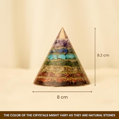 Image of Astrotalk 7 Chakra Conical Pyramid | Amethyst, Citrine & Lapis Lazuli Crystal Pyramid for Positive Energy, Chakra Balance & Peace | Home Decor for Living Room & Pooja Room | Housewarming Gifts for New Home