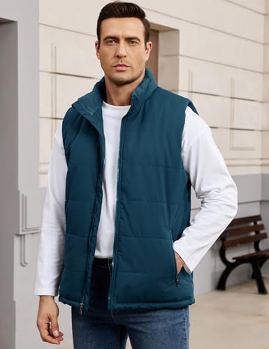 Image of Flygo Men's Winter Warm Outdoor Padded Puffer Vest Thick Fleece Lined Sleeveless Jacket