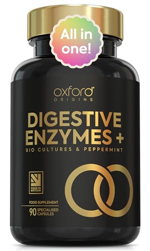 Award Winning 10-in-1 Digestive Enzyme Supplements | Made in The UK | Probiotics & Peppermint Oil for Gut Health, Bloating Relief and Belly Reduction | One Vegan Capsule per Meal | 90 Capsules