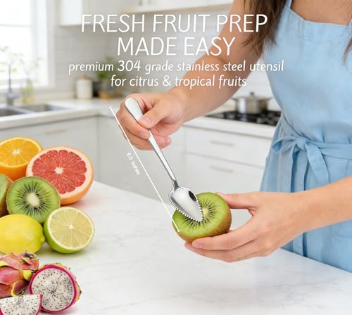 2 Pack Grapefruit Spoons Serrated Edge Stainless Steel, Polished Finish Dishwasher Safe Citrus Fruit Spoons for Grapefruit Orange Kiwi — view 6