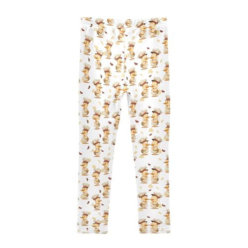 Chef Duck Girls Leggings Kids Yoga Pants Athletic Tights Pants 4-10 Years2