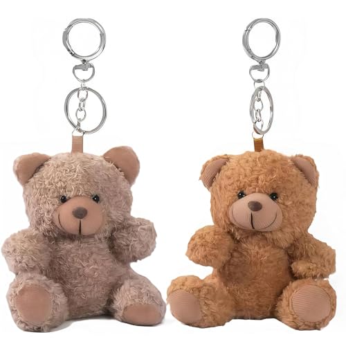 ZenithBurst 1 par de llaveros de oso de peluche, colgante para bolso de mano, llavero de coche (19 cm)