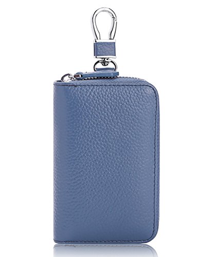 Keypack Llavero de Cuero Llavero Hombres y Mujeres Paquete de Tarjeta Colgante de Cintura Simple de Gran Capacidad Caja de Coche Clave 6 Colores Tamaño Opcional (Color : Azul, Tamaño : Large Size)