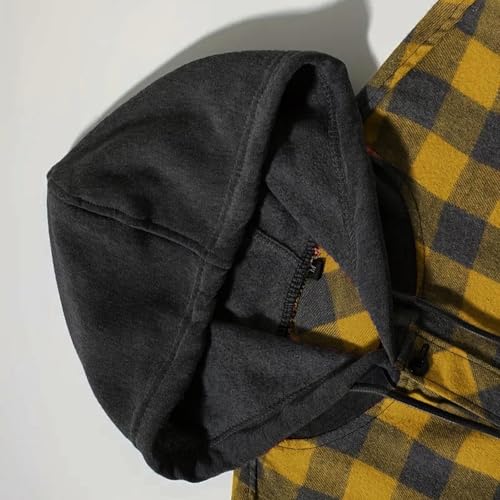 Xiaojmake Mens Flannel Hoodie Jackets Casual Button Down Plaid Shackets Stylish Long Sleeve Hooded Shirts with Pockets3
