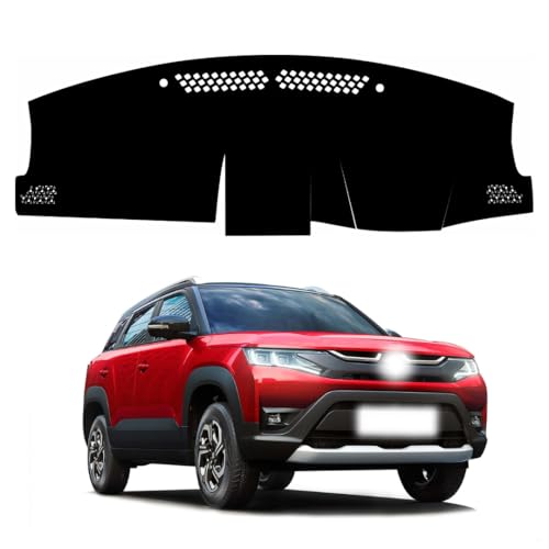 Image of Car Dashboard Cover Compatible with Maruti Suzuki Brezza 2022-2025 Dustproof, UV Resistant | All-Weather Protection | Custom Fit Car Accessories (Balck)