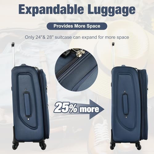 Lightweight Expandable 3 Piece Luggage Set with Duffel Bag - Softside Suitcase Travel Set3