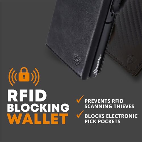 Image of Conceal Plus Card Blocr Pop Up Wallet for Men | RFID Blocking Slim Metal Card Holder | 4-6 Card Ejector Wallet | Minimalist Wallet | Cash & ID Storage | Black PU Leather